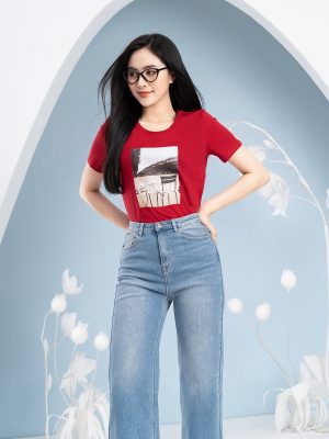 Áo Phông Nữ Dáng Suông In Hình Choose Đỏ