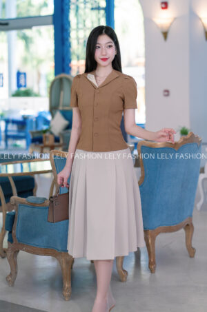 Áo Sơ Mi Cổ Vest Khuy Bọc - A94