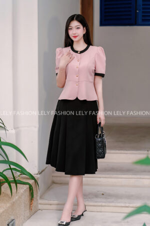 Áo Công Sở Tay Ngắn Cổ Tròn - A0605