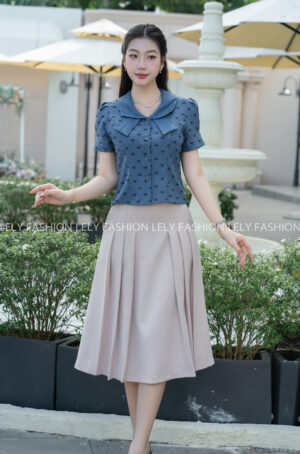 Áo Công Sở Họa Tiết Nơ Tiểu Thư - A116