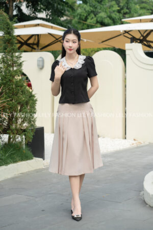 Áo Công Sở Phối Cổ Ren Bèo - A115