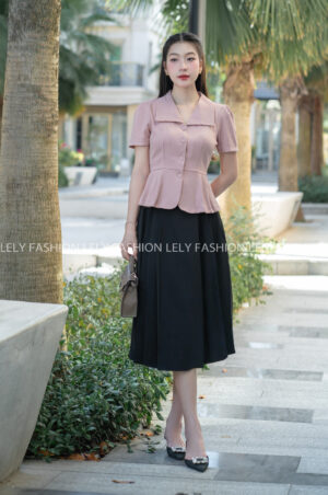 Áo Công Sở Cổ Vuông Tà Xếp Ly - A0603