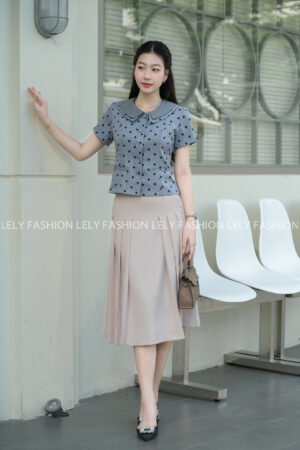 Áo Công Sở Chấm Bi Cổ 2 Lớp - A45